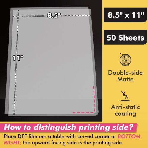 KOALA DTF Film 8.5x11 Clear Sublimation Paper for Dark Fabric 50P Direct to Film - Picture 2 of 8