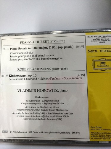 HOROWITZ The POET. 1st Release.CD Schubert & Schumann Brand New- Unopened Pkg - Picture 2 of 3