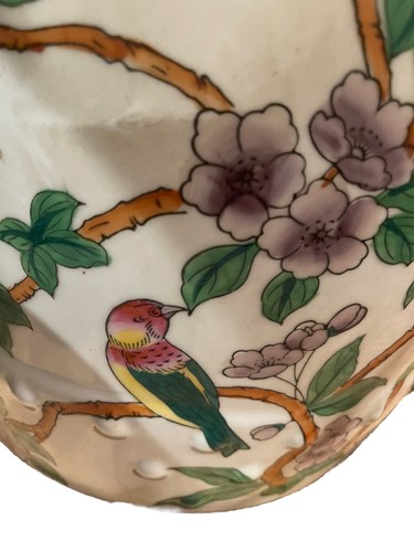 Vintage FLORAL Garden Stool or Side table Porcelain CHINOISERIE CHIC BEAUTY ๐ - Picture 9 of 10