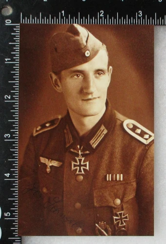 WW2 GERMAN ARMY KNIGHTS CROSS RECIPIENT JOSEF SCHUSSLER SIGNED PHOTO AUTOGRAPH