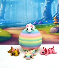 4pcs 3D Printed Mini Axolotl with Egg, Cute Articulated Mini Axolotl Fidget Toy