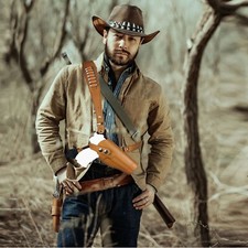 Western Cowboy Leather Gun Holster for 1911 Glock Fast Draw Pistol Holster