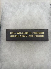 WW2 US 6th Army Air Force Leather A-2 Name Tape (O575