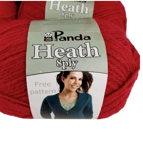 New Bulk PANDA HEATH 8 Ply Knitting 50% Wool 50% Acrylic 10 x 50g Balls Red 8289 - Picture 5 of 9