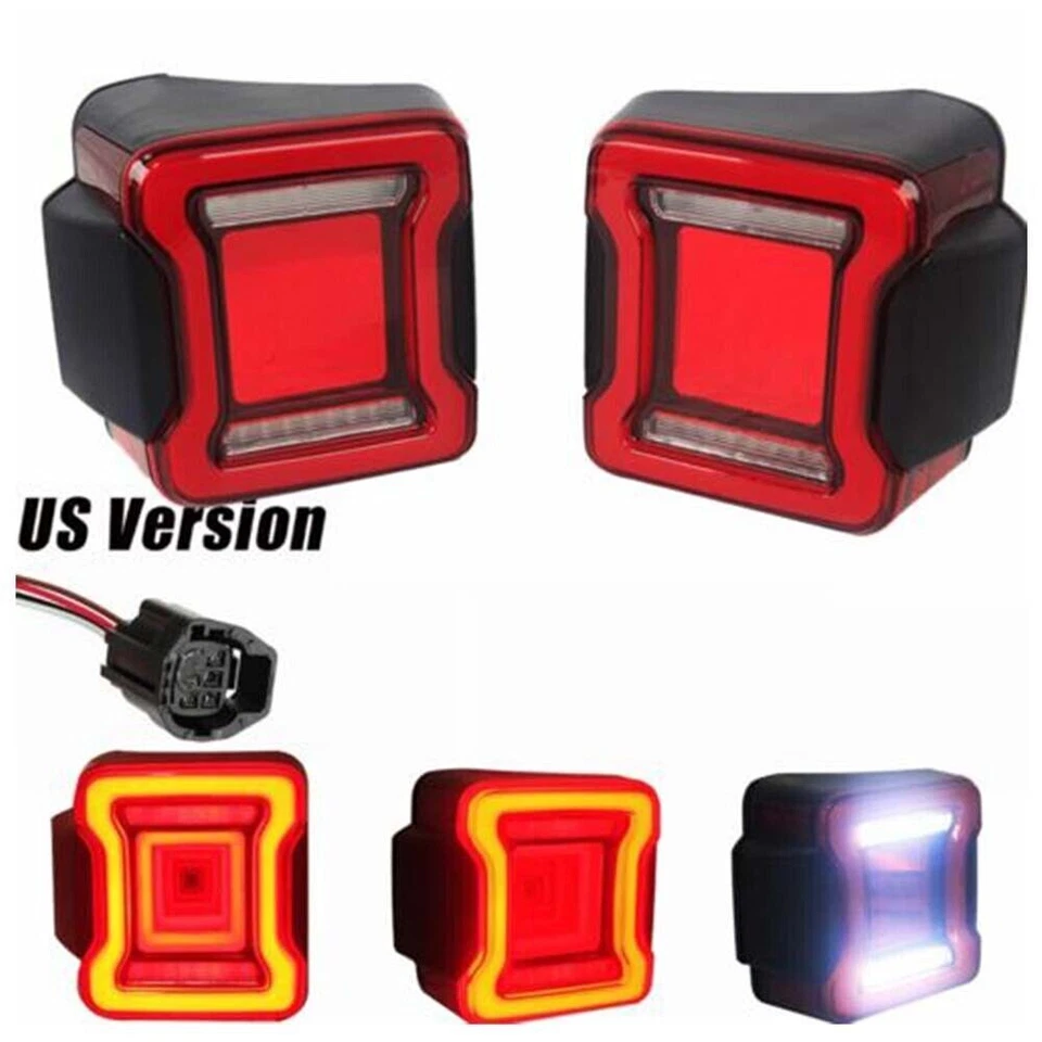 black LED Sequential Tail Lights For Jeep Wrangler JK JKU 2008-2017 Turn Signal - Image 3 of 4