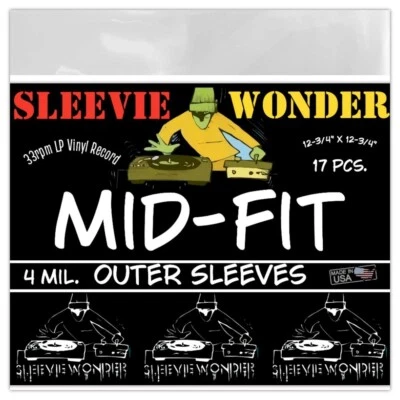 SLEEVIE WONDER 17 LP Outer Sleeves - 4mil Mid Fit Plastic for 33rpm Vinyl Record Albums 12-3/4"