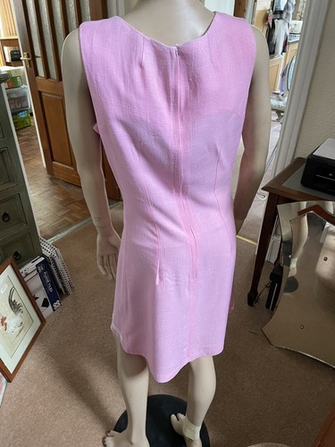 True Vintage 1960s D L Barron Texturised Cotton/Linen Applique Dress Sm - Picture 12 of 14