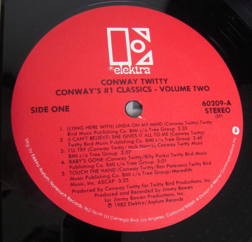 CONWAY TWITTY 'S CLASSICS Vol. 2 - 1982 USA LP ELEKTRA 60209 - ÉTAT NEUF / NM - Photo 2/3