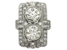 Two Stone Art Deco Style 2.75Ct Round Cut CZ-Stone Engagement Ring In 925 Silver