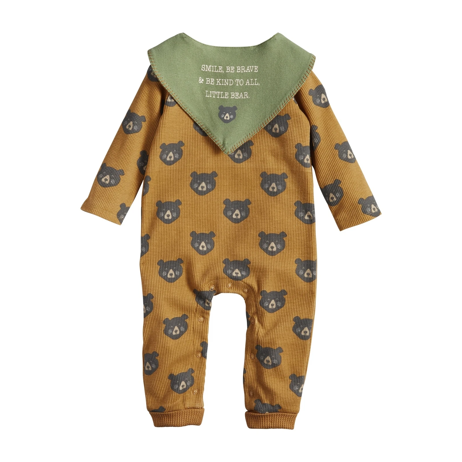 Mud Pie H1 Great Outdoors Waffle Bear 1 Piece and Bib Set 11030427 0-3mo