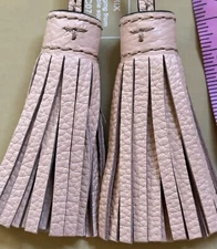 New Tory Burch Logo Charm Coy Pink Leather Double Tassel Handbag Fob Hang Tag