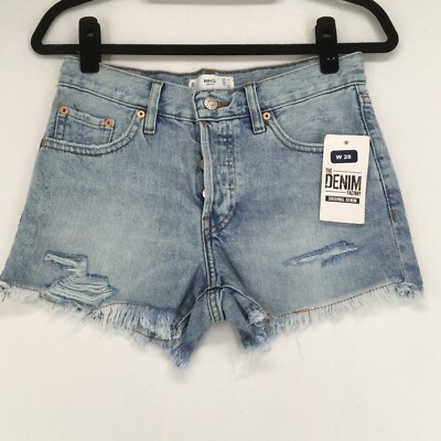 Mango MNG HAILEY Women's Cut-Off Denim Shorts Size Inseam