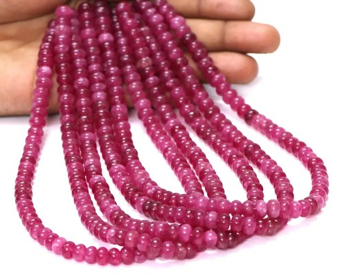 Beautiful Pink Garnet Color Quartz smooth rondelle Shape Beads,15inch 7-8mm - Picture 5 of 10
