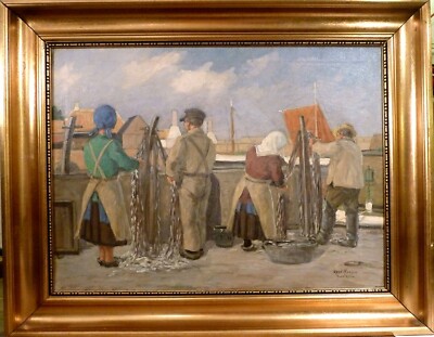 AXEL HANSEN! WORKING FISHERWOMEN/MEN AT THE HARBOR IN GUDHJEM - BORNHOLM-DK