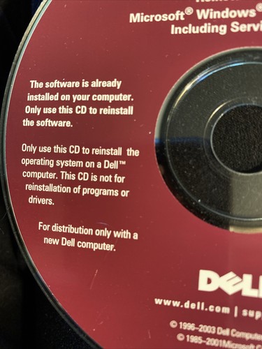 Dell Reinstallation CD Microsoft Windows XP Home Edition W/ Service Pack 1a - Picture 3 of 4