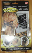 Ez Combs Stretchable Double Combs Black  Sandlewood Great Hair Styles NIP