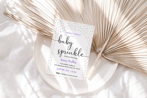 Self Editable Baby Sprinkle Invitation, Baby Shower Party Invite, Gender Neutral - 第 1/5 張圖片