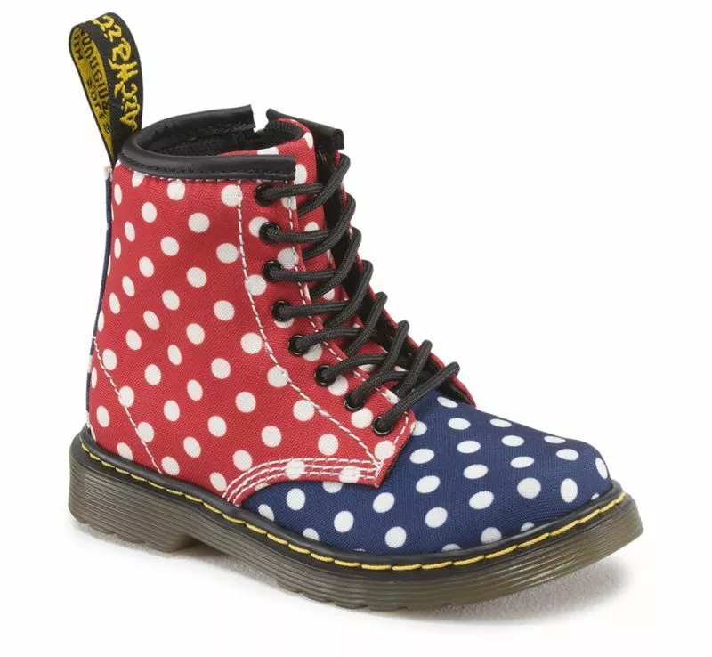 Dr Martens Scarpe Bambino 8 Buchi Brooklee Red Bianco Blu Marino