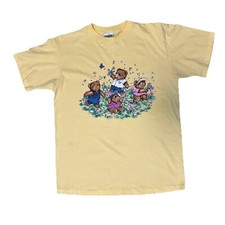 Vintage 90 s BASIC EDITIONS Bear Family Yellow Single Stitch Size L