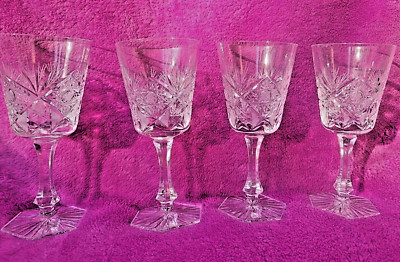 Bohemian Queen Lace Czech Crystal Cordial Glass 2.75''X6''  Hand Cut set of 4