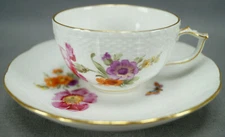 Antique KPM Berlin Hand Painted KPM74 Floral Butterfly & Gold Tea Cup & Saucer C