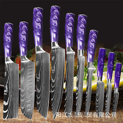 10pc Kitchen Knife Japanese Damascus Steel Chef Hunting Pocket Knife Set Cleaver 10pc Kitchen Knife Japanese Damascus Steel Chef Hunting Pocket Knife Set Cleaver