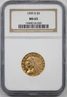 1909-D $5 NGC MS 63 Indian Head Gold Half Eagle