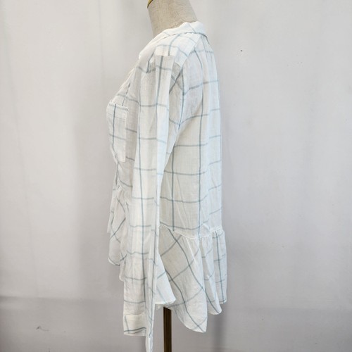 Maeve by Anthropologie Plaid Pane Sheer Blouse Women's Size 4 - Picture 4 of 13