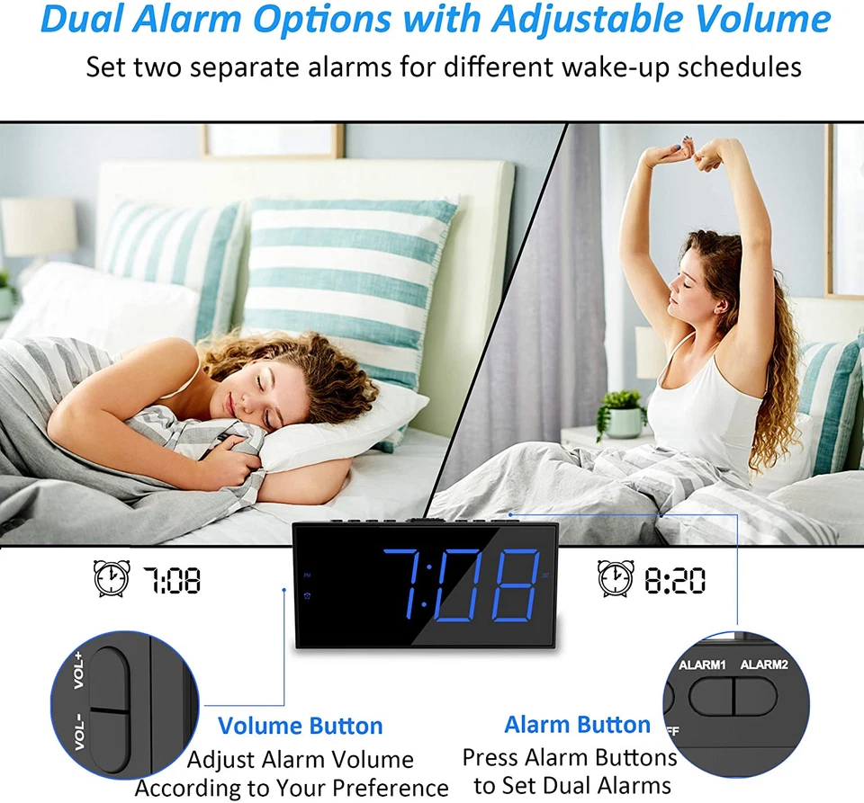 Super Loud Alarm Clock with Bed Shaker, Vibrating Alarm Clock for Heavy Sleepers - Image 3 of 4