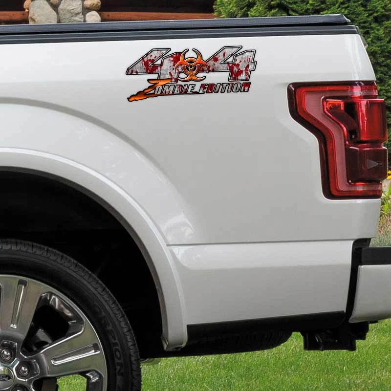 4x4 ZOMBIE EDITION Orange Truck Decal Blood BIOHAZARD for Chevy Dodge Ford Titan - Image 2 of 2