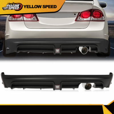 #ad Fit For 06 11 Honda Civic Rear Bumper Spoiler W LED 3RD Brake Light Muffler Tip $202.63