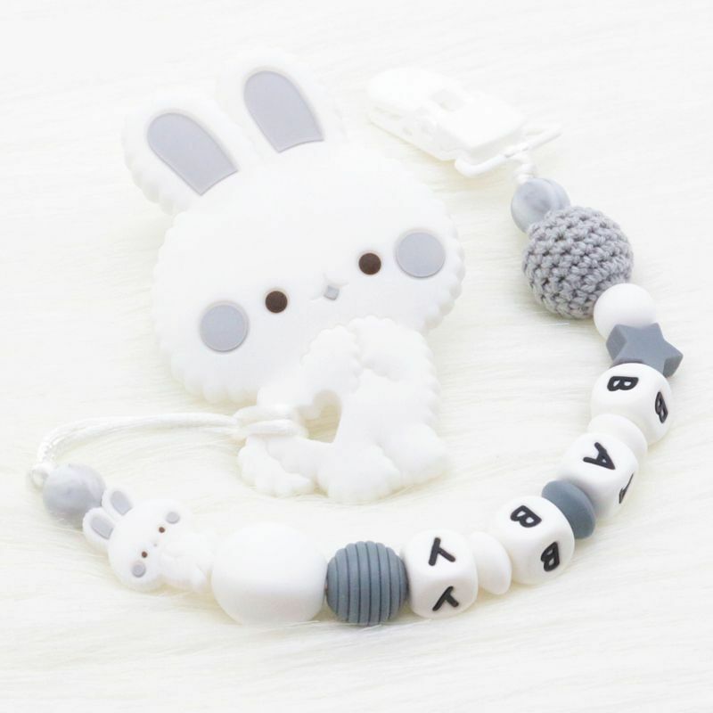 Bunny Pacifier Bombing free shipping Chain Personalize Baby Max 76% OFF Silicone Name Rabbit