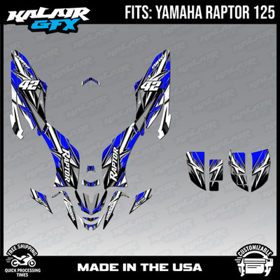 Graphics Kit for ATV YAMAHA RAPTOR 125 Shred Series - Blue 16 Mil