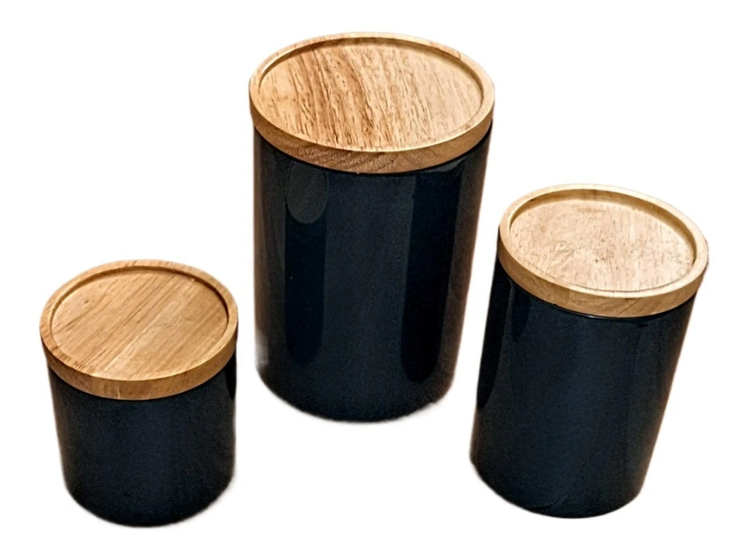 3 Sweejar Canisters Food Storage Jar with Airtight Seal Bamboo Lid EUC