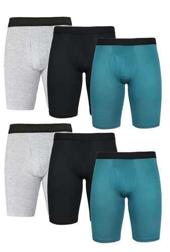 Paquete de 6 calzoncillos boxer de rendimiento elásticos negros para hombre talla XL 40-42 Athletic Works - Imagen 2 de 4