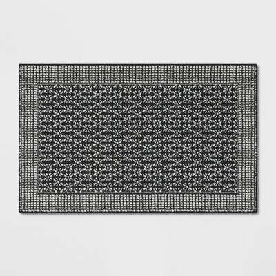 2'6''x3'10'' Washable Geometric Border Tufted Accent Rug Black - Threshold