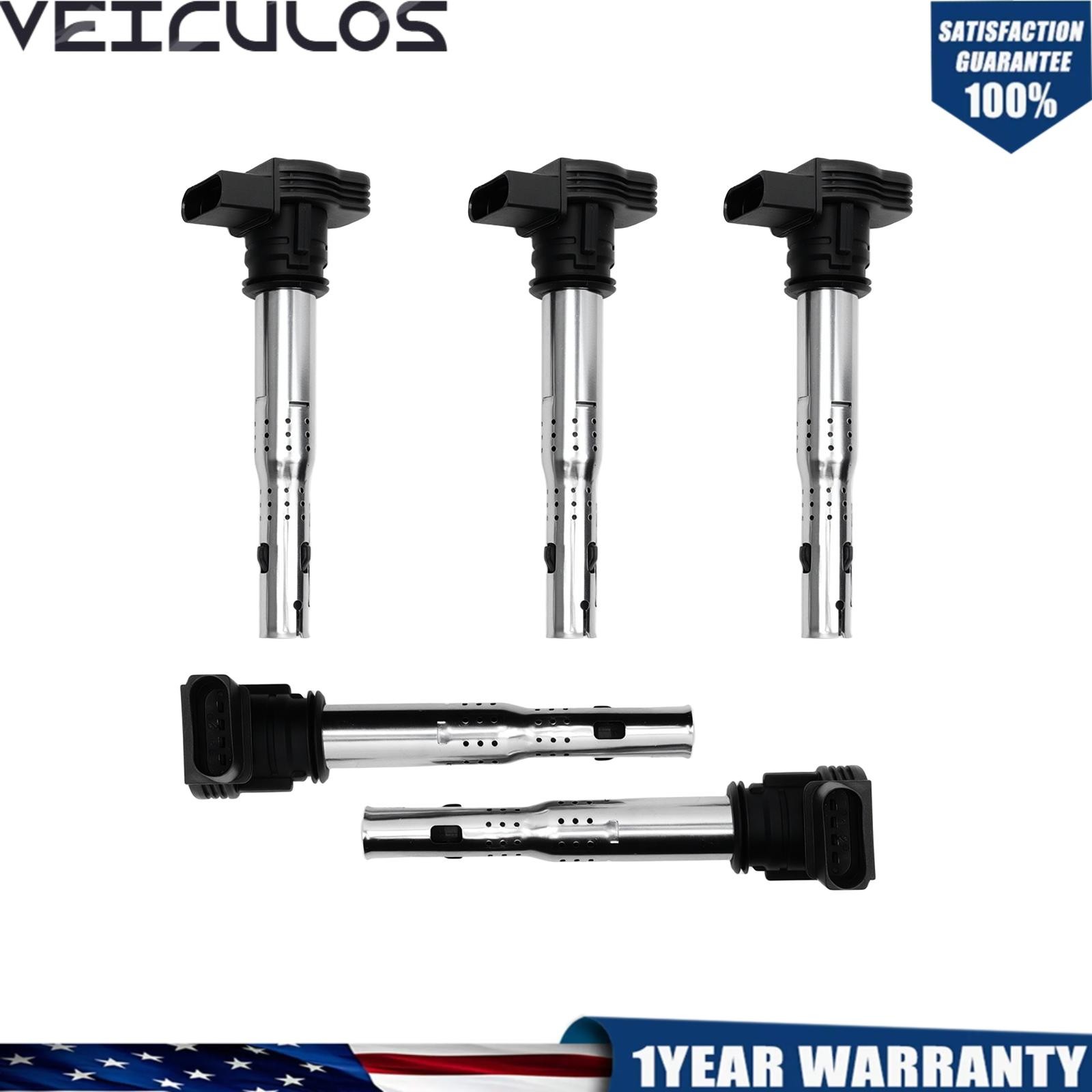 5Pcs Ignition Coils for Volkswagen Jetta Beetle Golf 07-14 Audi TT Quattro 2.5L