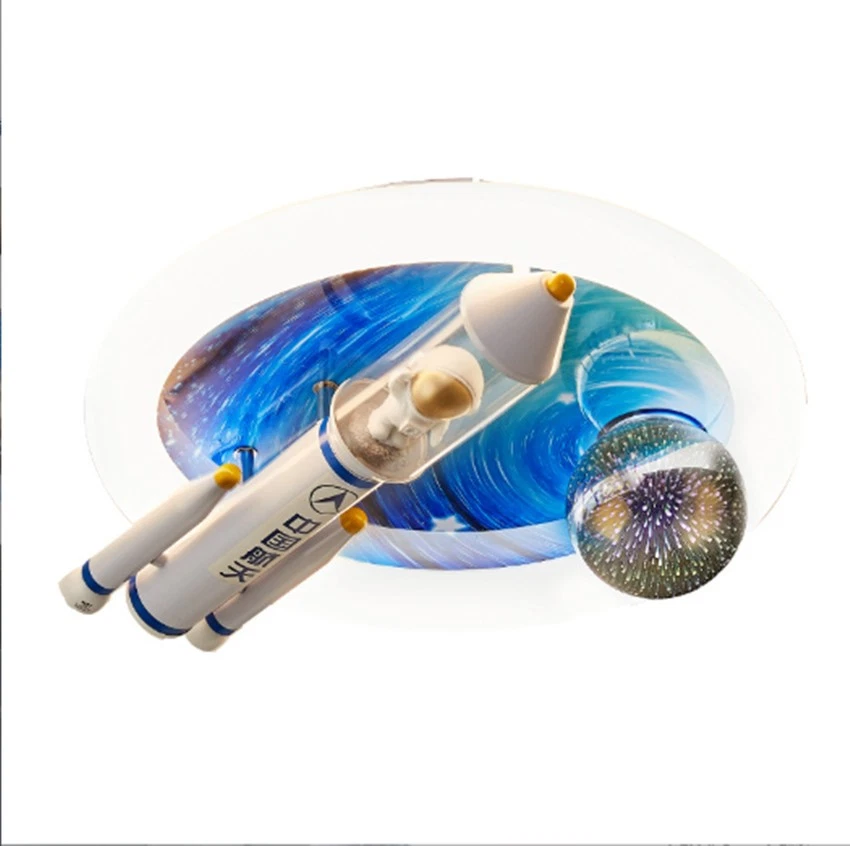 Candelabro de teto para quarto infantil astronauta foguete espacial regulável com controle remoto - Imagem 4 de 4