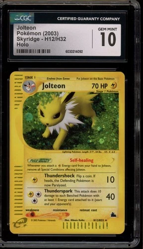 Pokemon Jolteon Skyridge Holo Rare #H12 CGC 10 Gem Mint