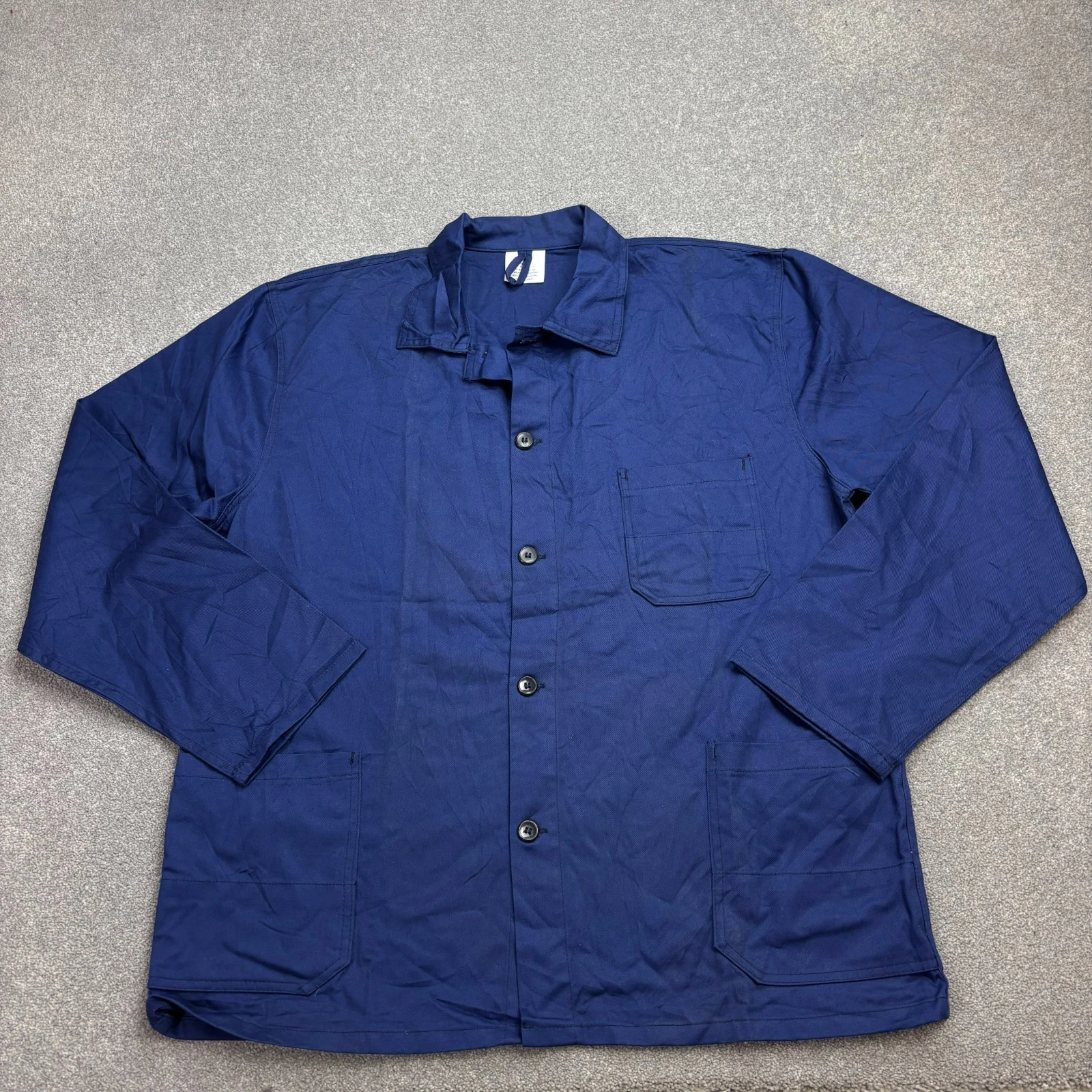 Giacca francese adulto grande blu vintage abbigliamento da lavoro lavoro lavo...