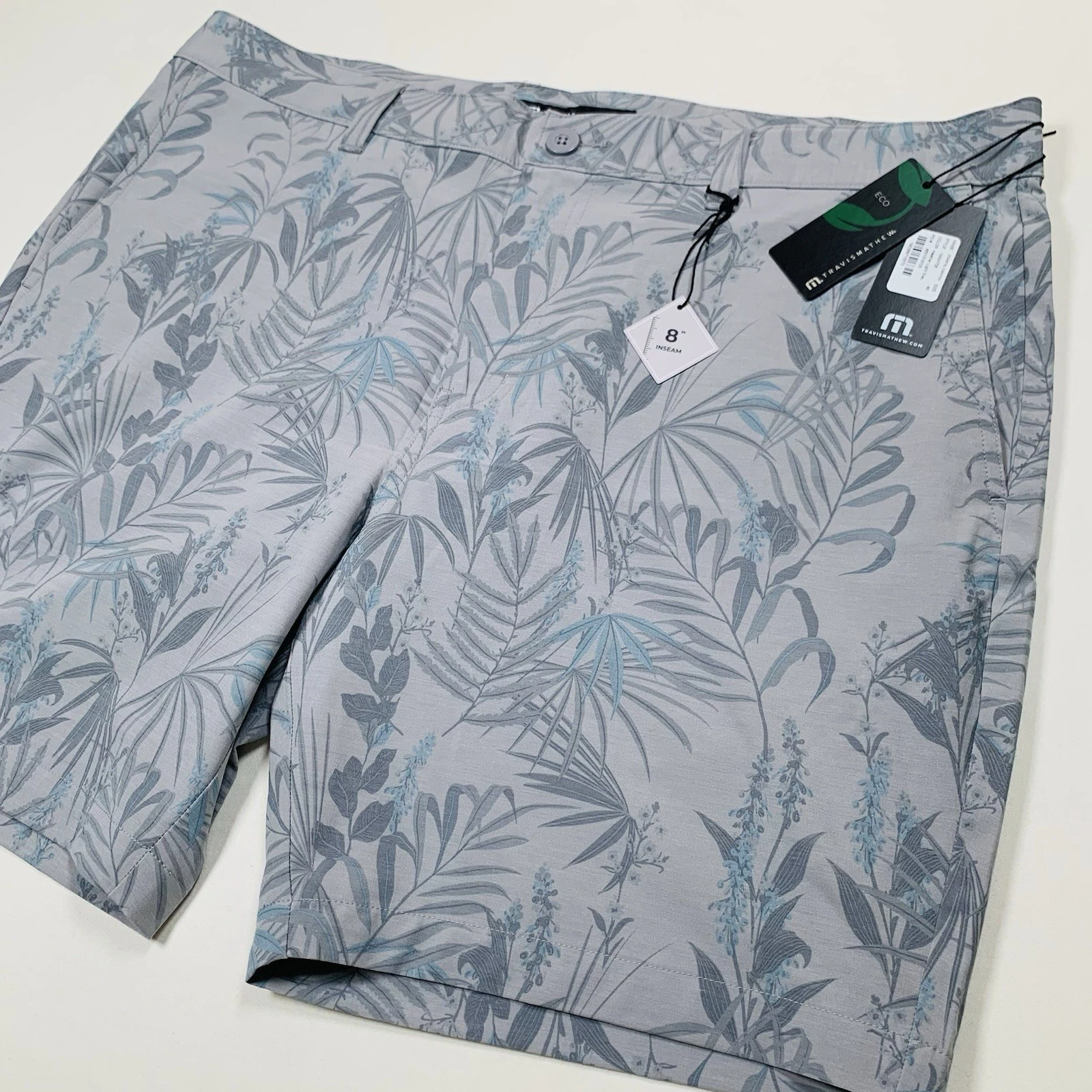 Travis Matthew Coastal Canyon Eco Shorts Mens Size 40 Gray Floral Stretch Casual