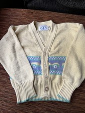 Vintage Kitestrings Yellow Pastel Kids Cardigan 4T Cars USA Made Cotton
