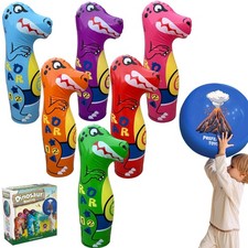 Inflatable Dinosaur Bowling Set for Kids   6 Giant 26  Pins  24  Ball   Fun ...