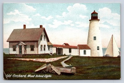 Postcard ME Old Orchard Wood Island Light House Maine c1906 BB3