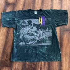 Vintage Sun Sportswear T-Shirt XL Cycling Bicycle Stay Tuned Tie Dye Green Teal