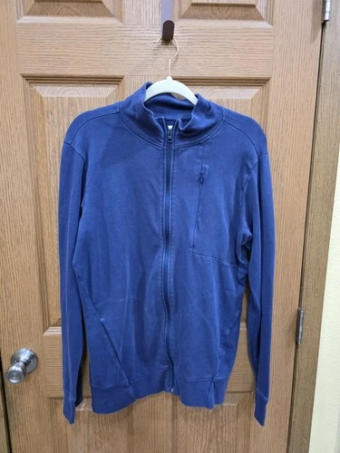 Pact Jacket Mens Medium Navy Blue Full Zip Organic Cotton Stretch Mock Neck - product listing photo