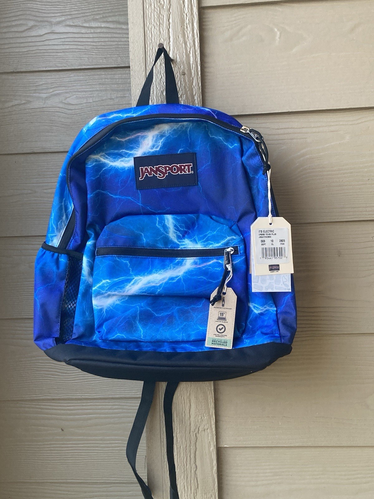 JanSport Cross Town Plus 17 Inch Laptop Backpack in Electric Bolts Design  