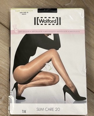$60! Wolford Slim Care 20 Denier Anti-Cellulite Sheer Tights Black XL