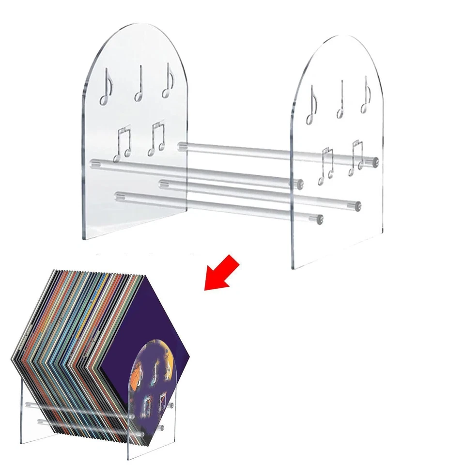 Vinyl Record Storage Rack Acrylic Clear Display Stand for Books CD Magazines - Image 3 of 4