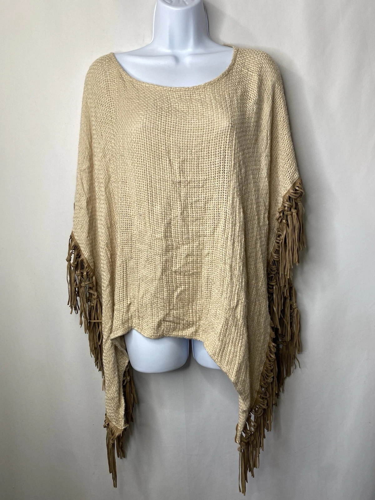 Womens Poncho Sweater Cape One Size Cowgirl Festival Bohemian Hippie Fringe Soft